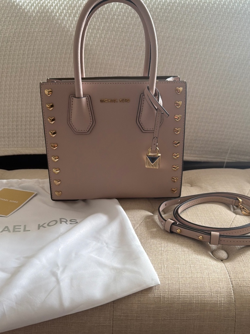 Michael Kors Pink Purse with Heart Studs - new